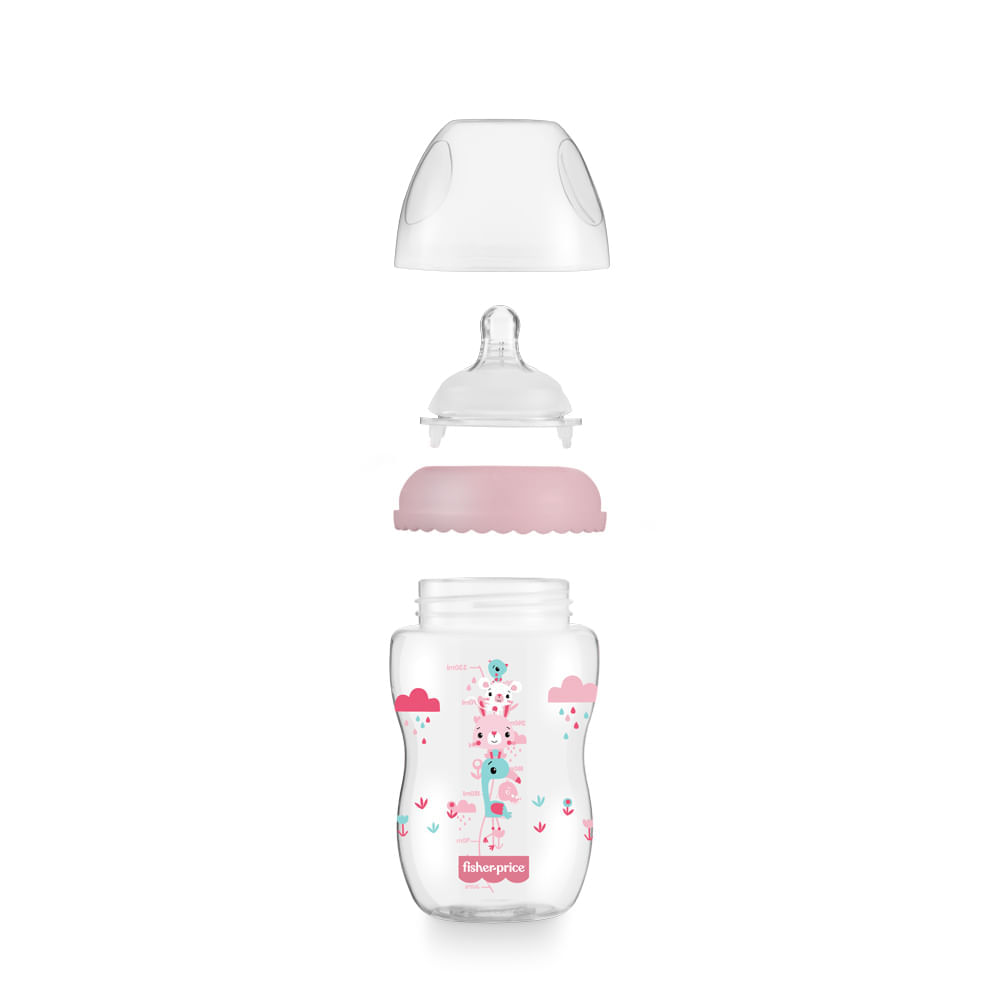 Mamadeira First Moments Rosa Algodão Doce 330ml Fisher Price - BB1028