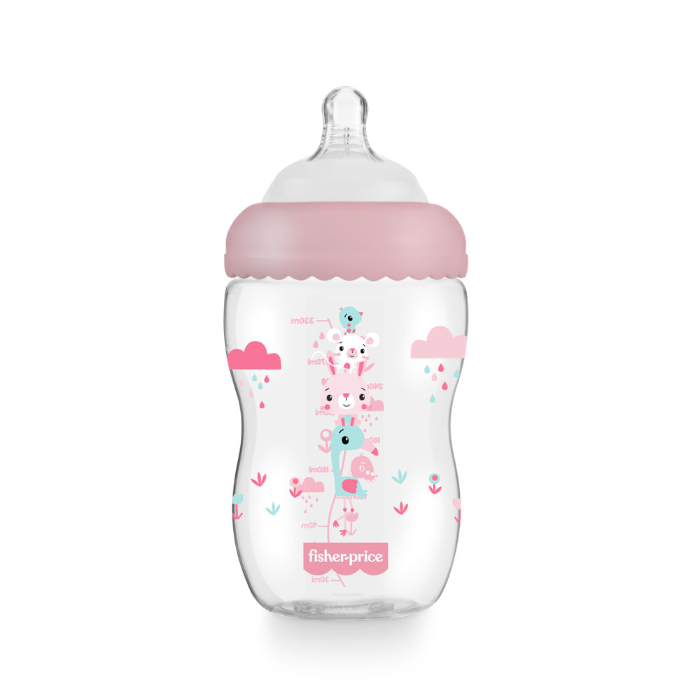 Mamadeira First Moments Rosa Algodão Doce 330ml Fisher Price - BB1028
