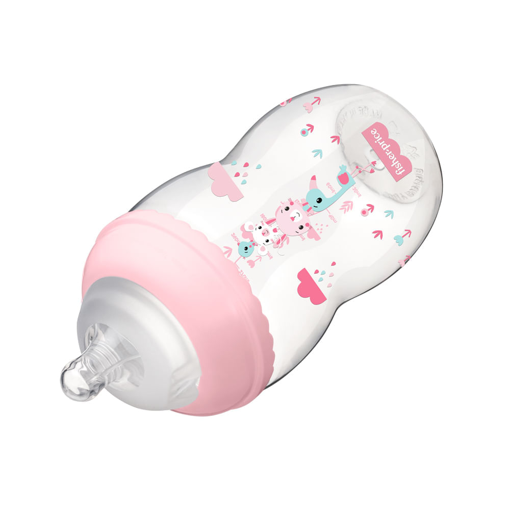 Mamadeira First Moments Rosa Algodão Doce 330ml Fisher Price - BB1028