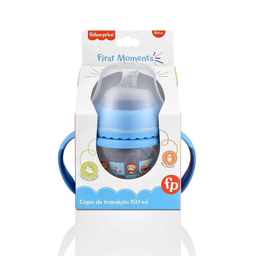 Copo de Transição Fisher Price Com Bico Extra Azul 150Ml