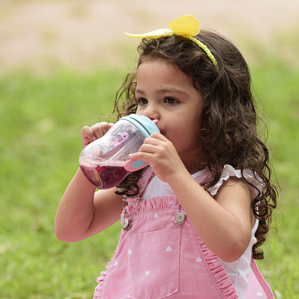 Copo de Treinamento Fisher Price Com Canudo First Moments Rosa 270Ml