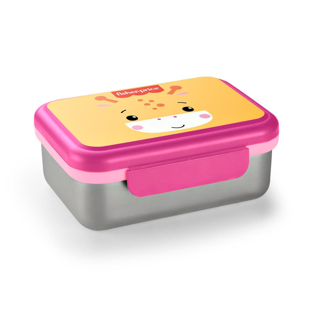 Combo Fisher Price Aço Inox Pote Térmico Hot & Cold e Bento Box Hot & Cold Rosa
