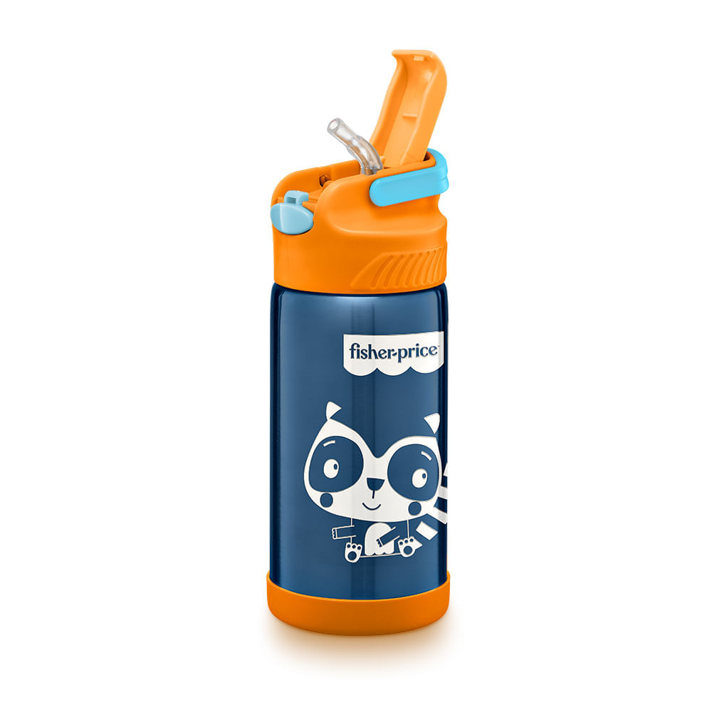 Copo Térmico Aço Inox Hot & Cold 400ml +12m Azul Fisher Price BB1022
