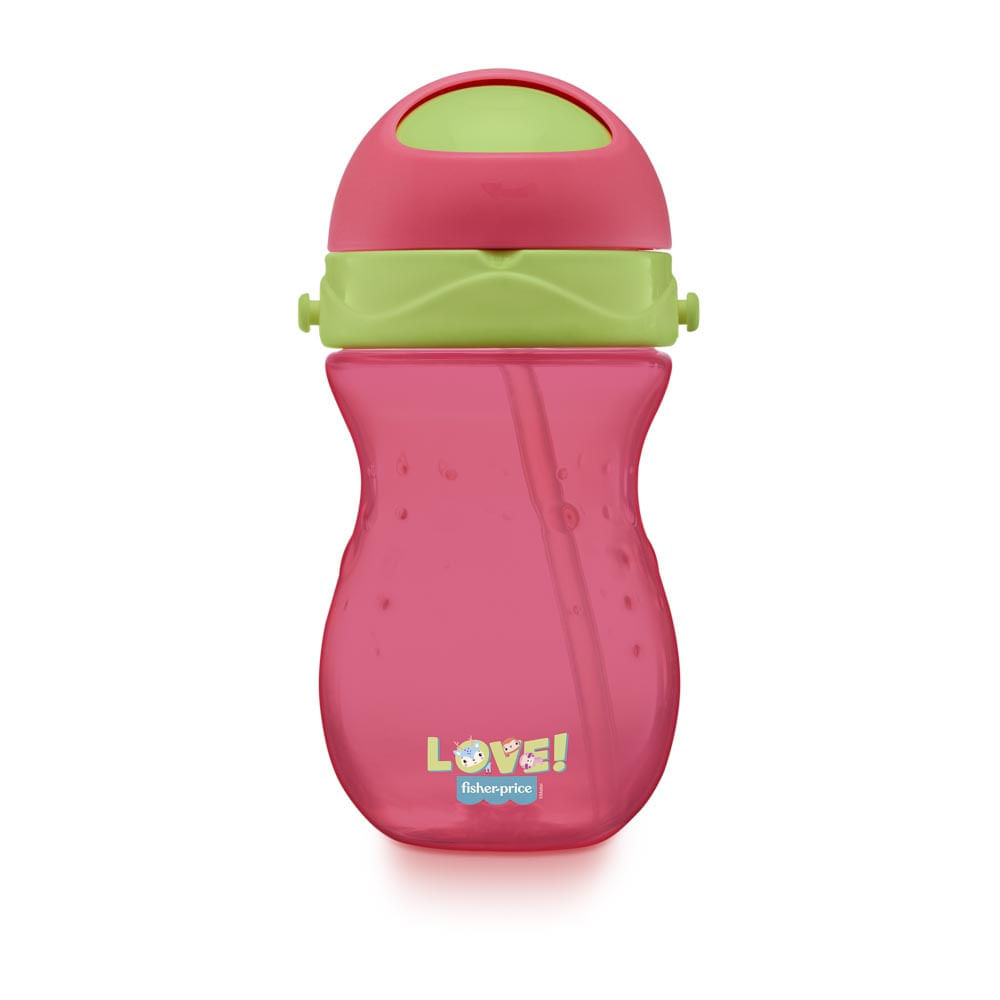 Copo com Canudo Playful Ballet 360 ml 12+M Rosa Fisher Price BB1019