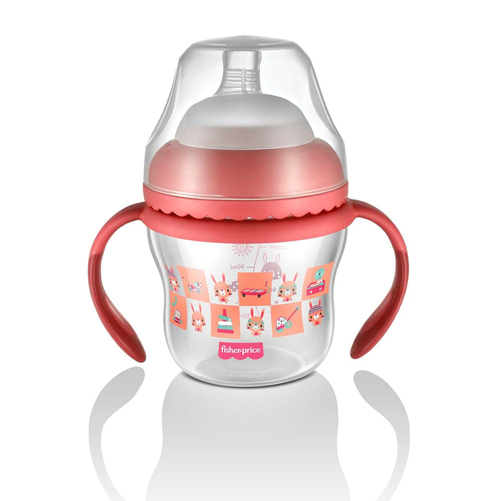 Copo de Transição Fisher Price First Moments & Bico Extra + Alça Removível 150ml Rosa