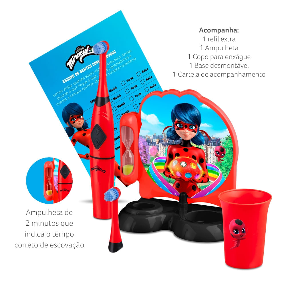 Escova Elétrica Rotacional infantil Lady Bug Miraculous HC428