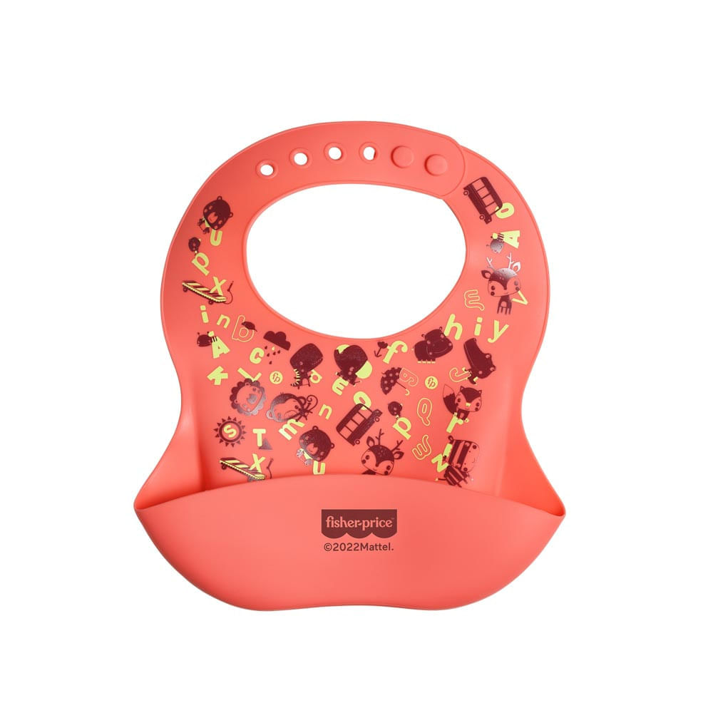 Babador Em Silicone Fisher Price Coral