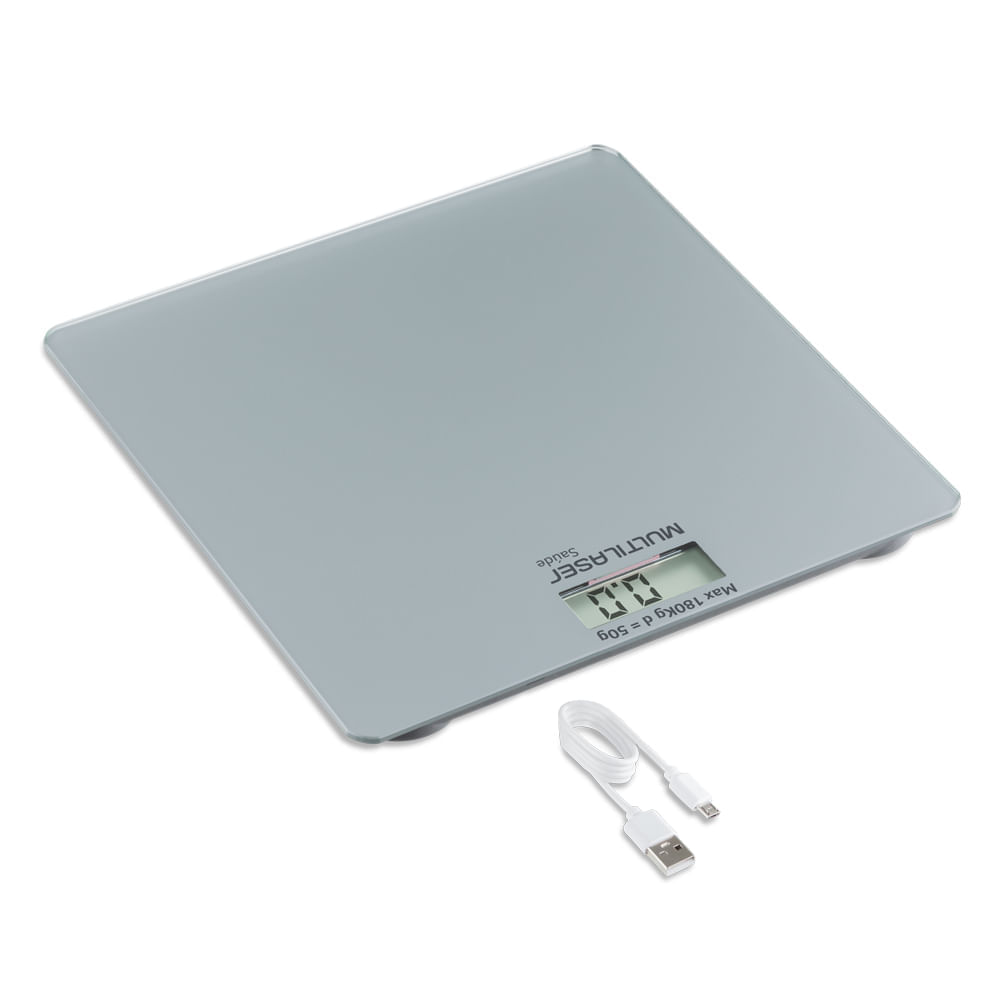 Balança Digital Recarregável USB Multilaser Saúde HC411
