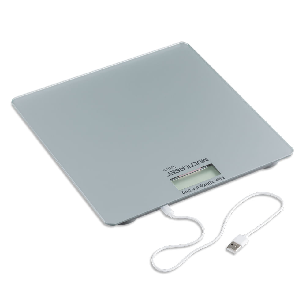 Balança Digital Recarregável USB Multilaser Saúde HC411