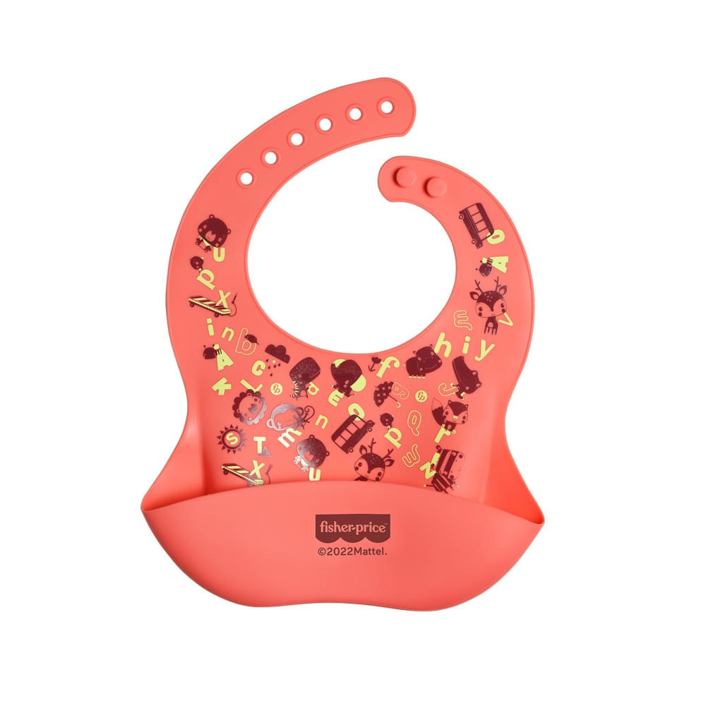 Babador Em Silicone Fisher Price Coral