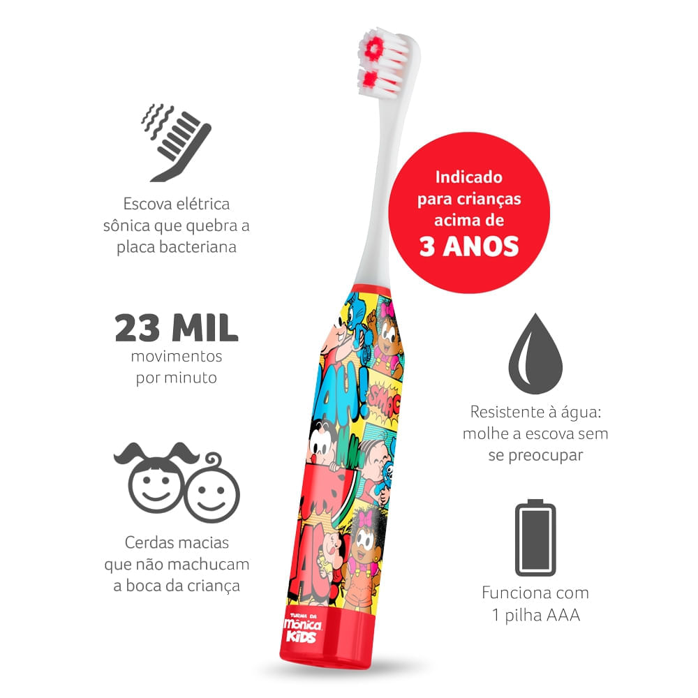 Escova Dental Elétrica Infantil Mônica Turma da Mônica Multi Saúde HC270