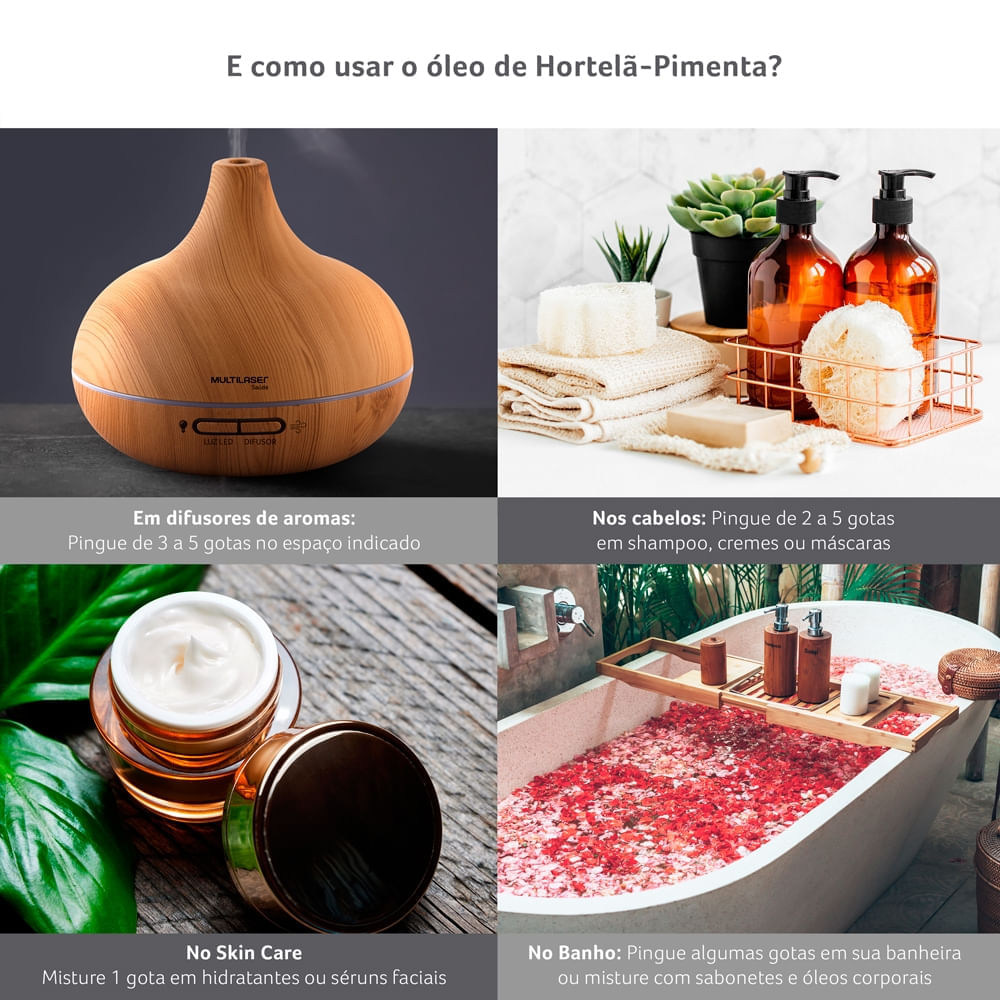 Óleo Essencial de Hortelã Pimenta 10 ml Multi Saúde HC407