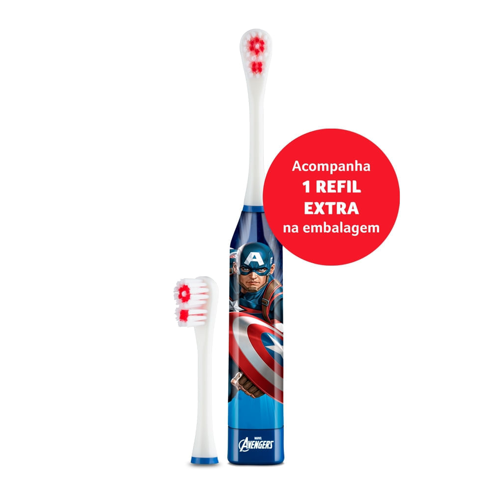 Escova Dental Elétrica Infantil Kids Health Pro Capitão América Marvel Multi Saúde HC089