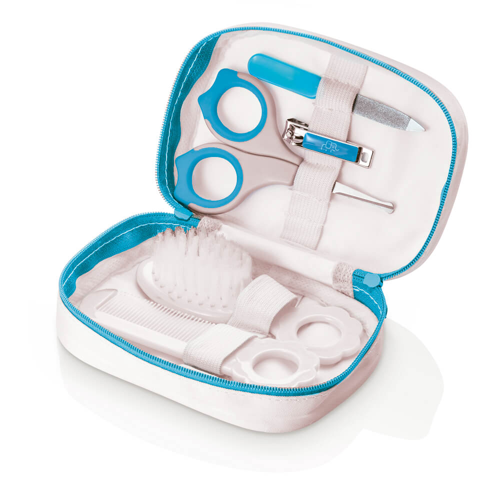 Kit Esponja de Banho Bubbles, Kit Higiene Azul e Pente e Escova Para Cabelo Azul Multikids Baby BB156K