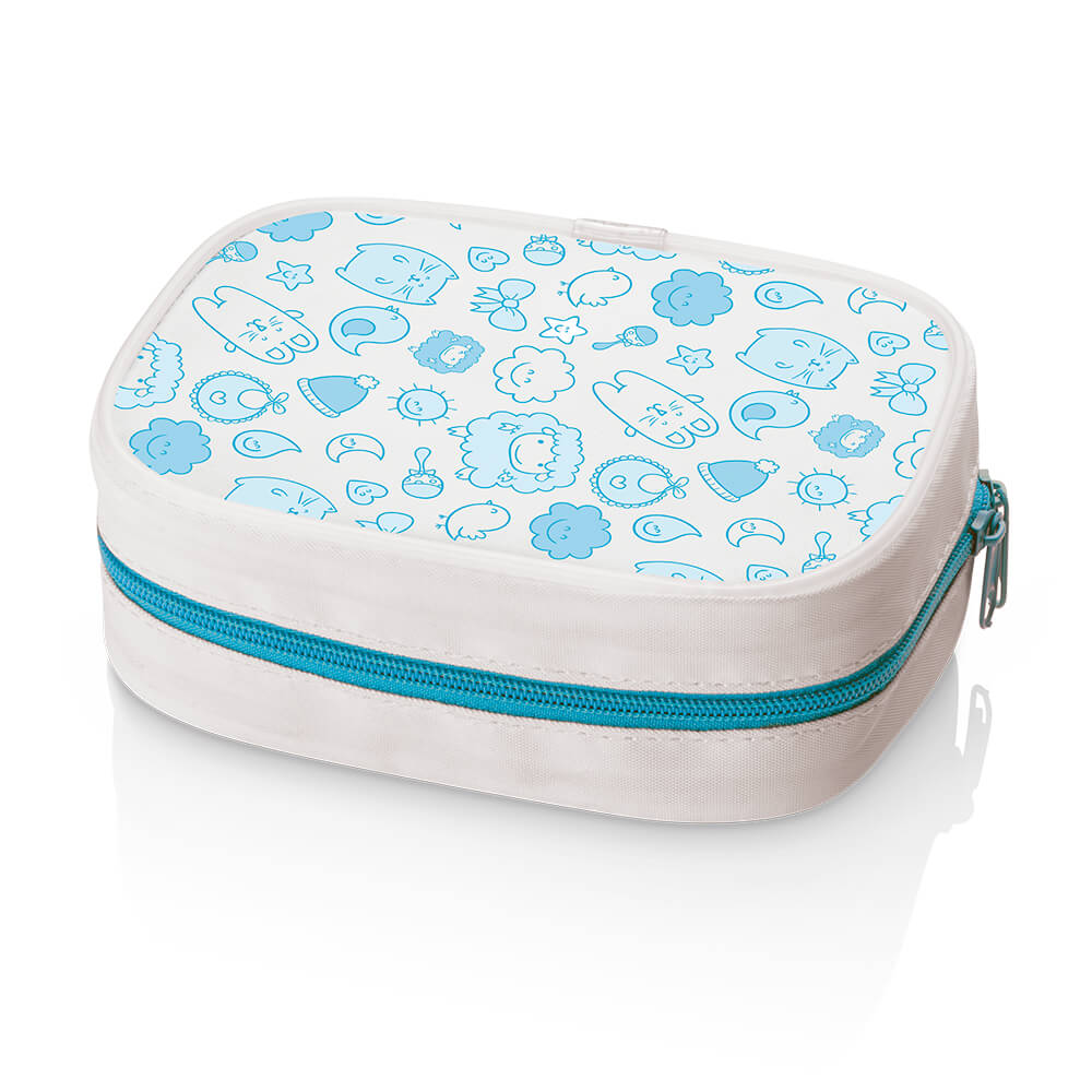 Kit Esponja de Banho Bubbles, Kit Higiene Azul e Pente e Escova Para Cabelo Azul Multikids Baby BB156K