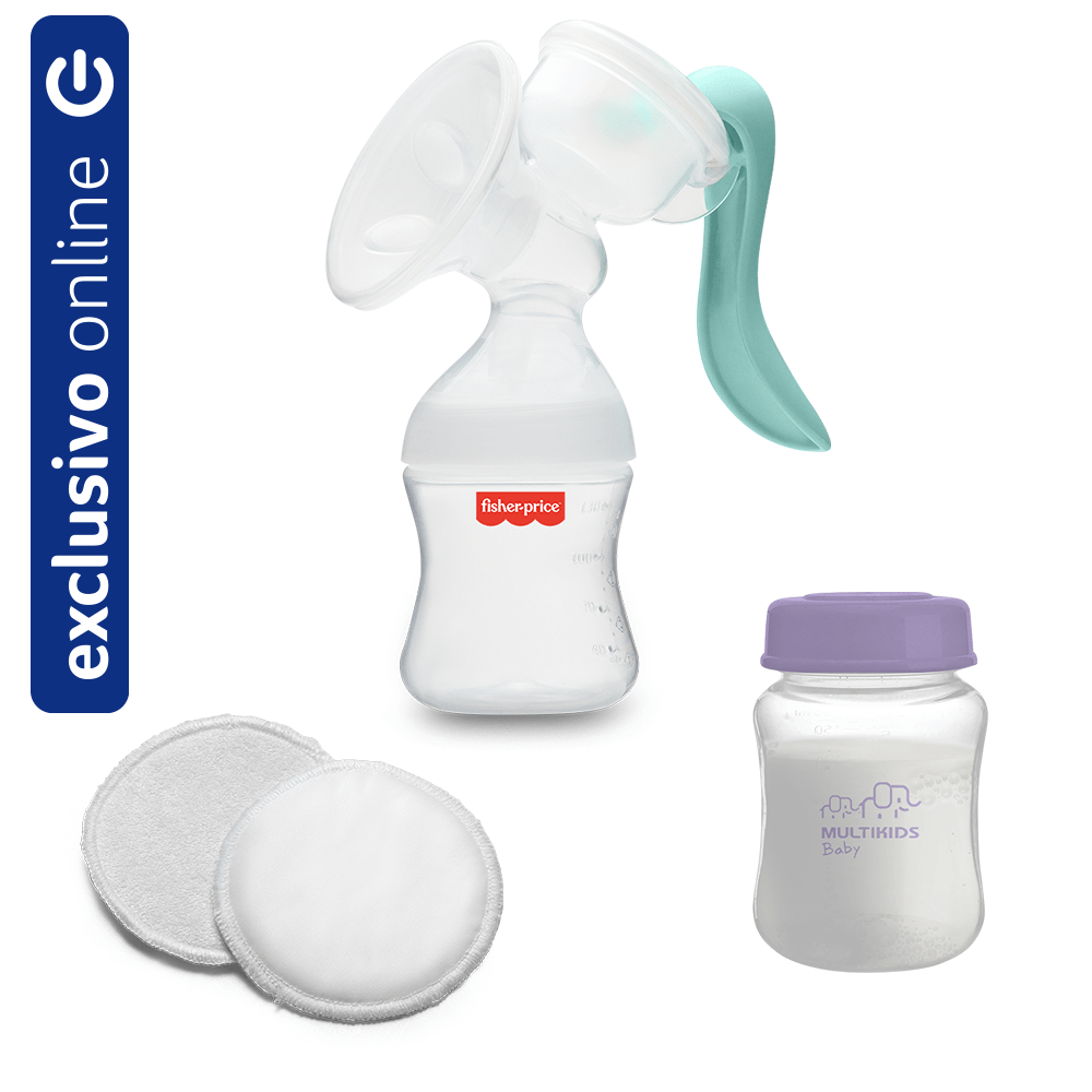 Kit Amamentação Extrator de Leite 3 Potes e 6 Absorventes para Seios