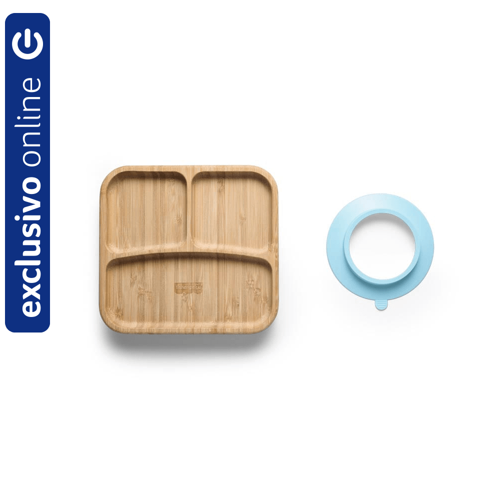 Prato Quadrado Com Divisórias e Ventosa Fisher Price Azul