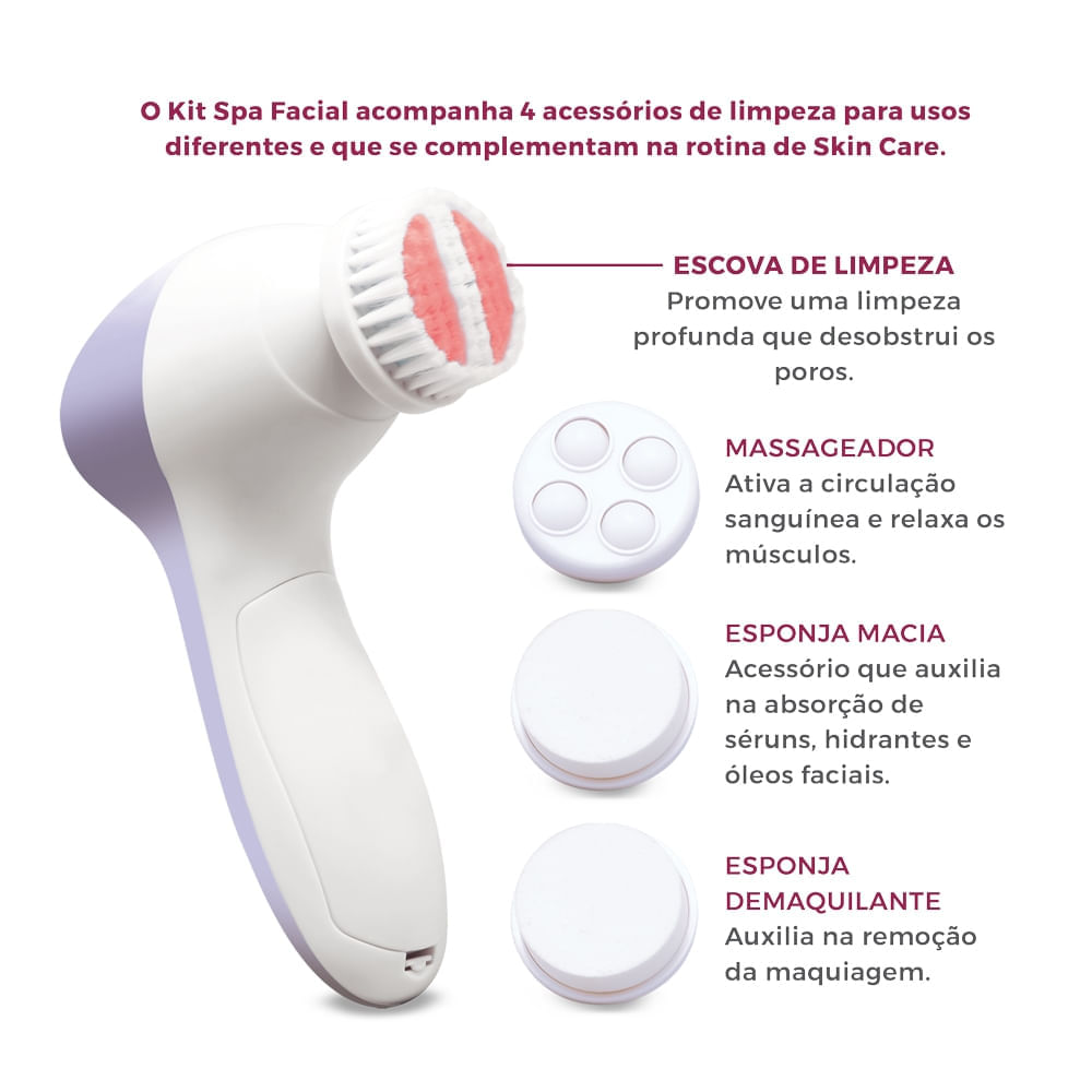 Escova E Massageador Facial Lilás Essenza