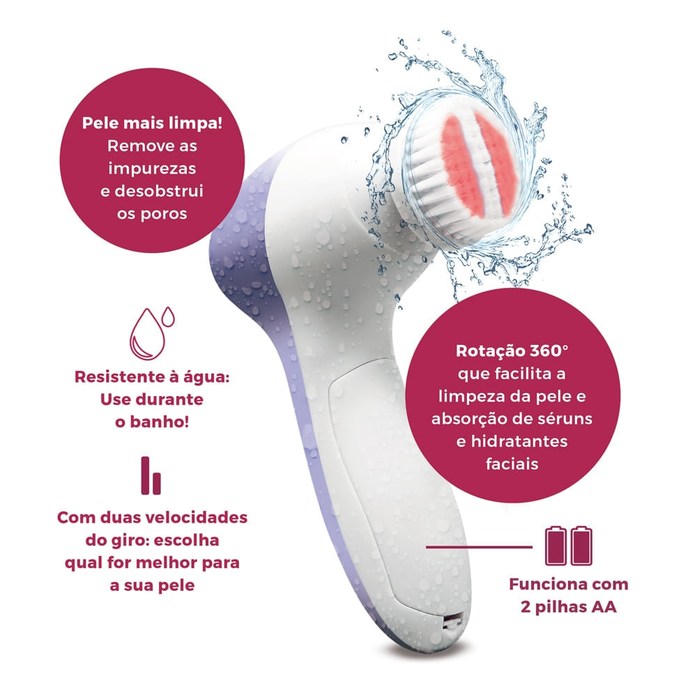 Escova E Massageador Facial Lilás Essenza