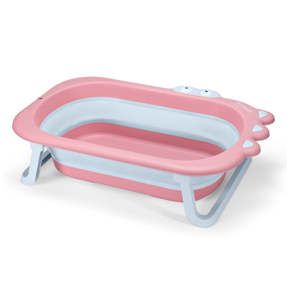 Kit Banheira Retrátil Com Almofada E Esponja Multikids Baby Rosa