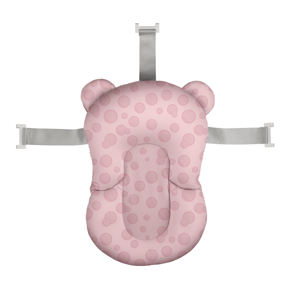 Kit Banheira Retrátil Com Almofada E Esponja Multikids Baby Rosa