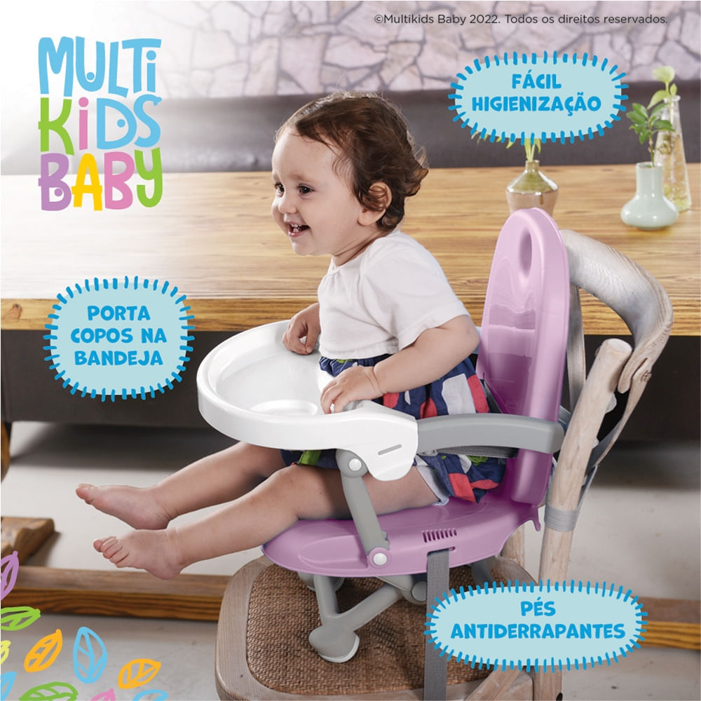 Cadeira de Alimentação Elevatória para Refeição Peanuts 6M-15Kgs Rosa Multikids Baby BB108