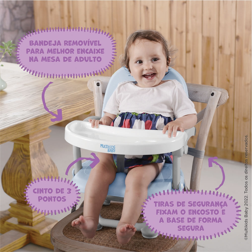 Cadeira de Alimentação Elevatória para Refeição Peanuts 6M-15Kgs Rosa Multikids Baby BB108