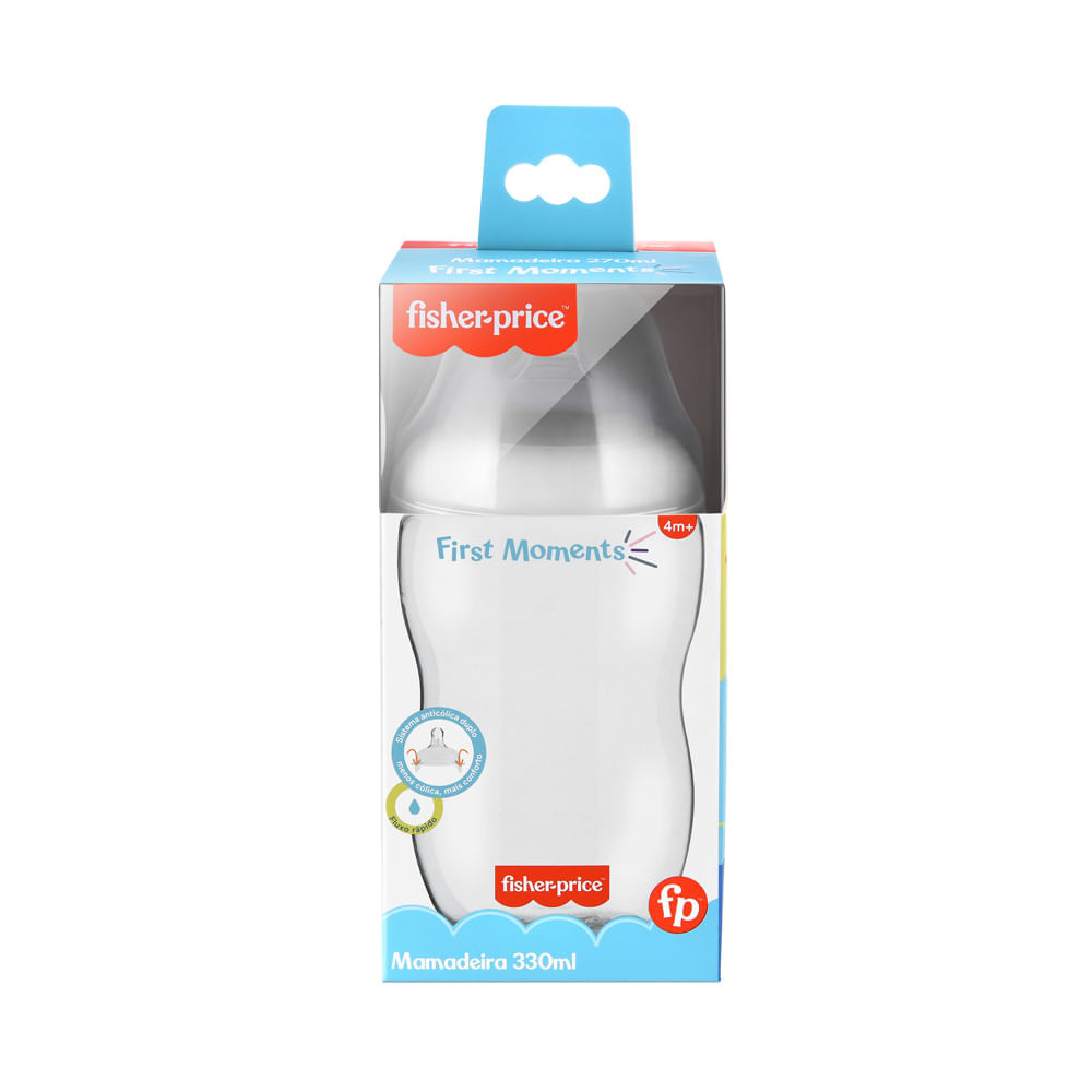 Mamadeira First Moments Clássica Neutra 330 ml +4 meses Fisher Price BB1026