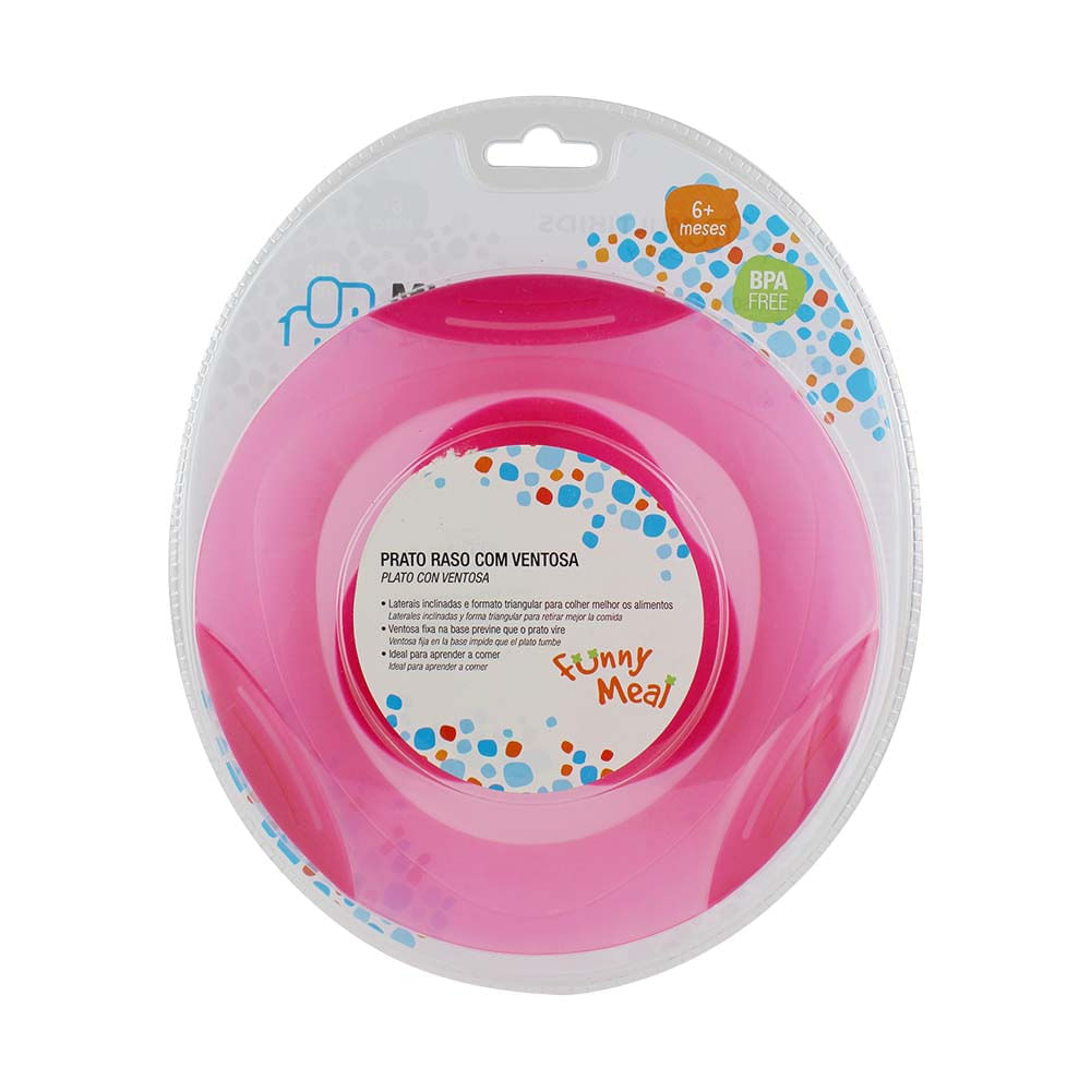 Prato Raso com Ventosa Funny Meal Chica Rosa Multikids Baby BB050