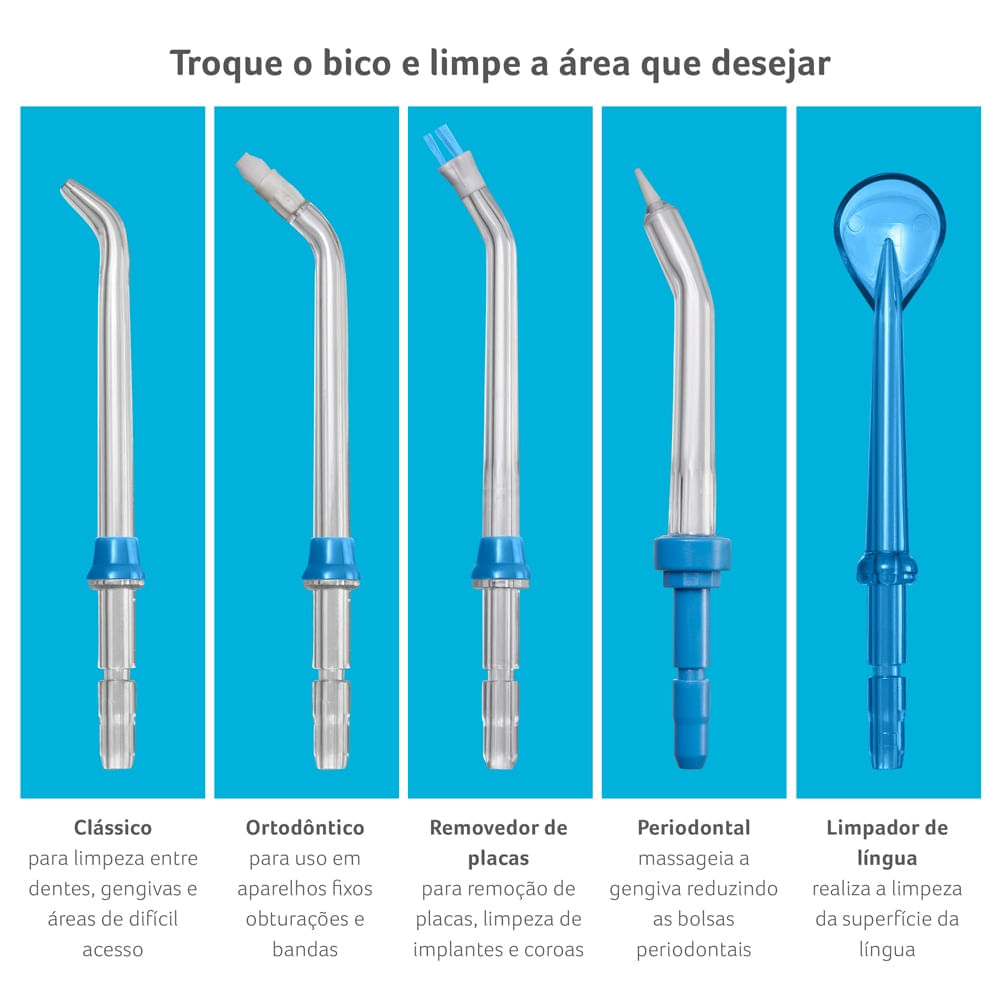 Bicos para Irrigador Oral Limpeza Completa Família Multilaser Saúde HC067