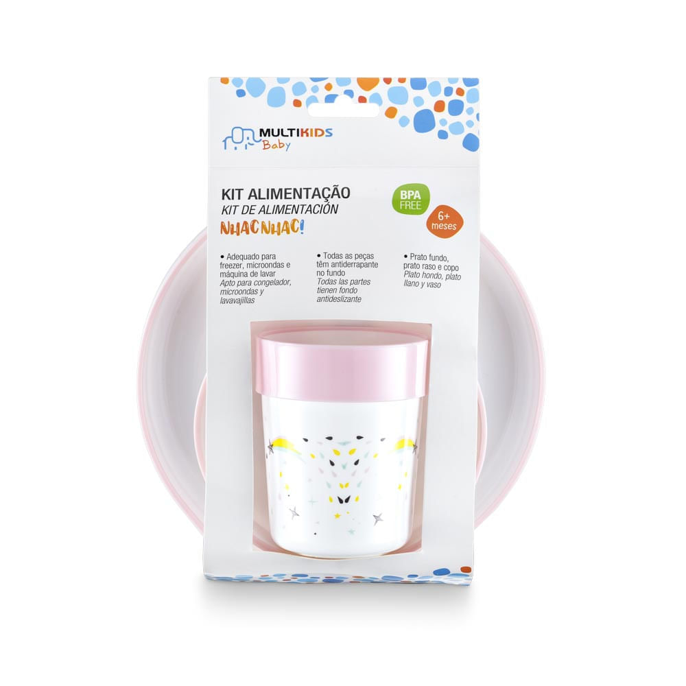 Kit Alimentação Nhac Nhac Sunshine Rosa Multikids Baby BB1113
