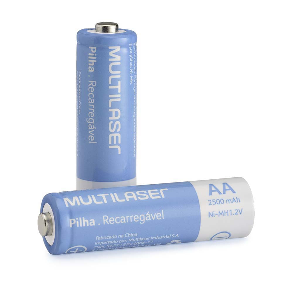Pilhas Recarregáveis Aa Multilaser 2500Mah Com 4.