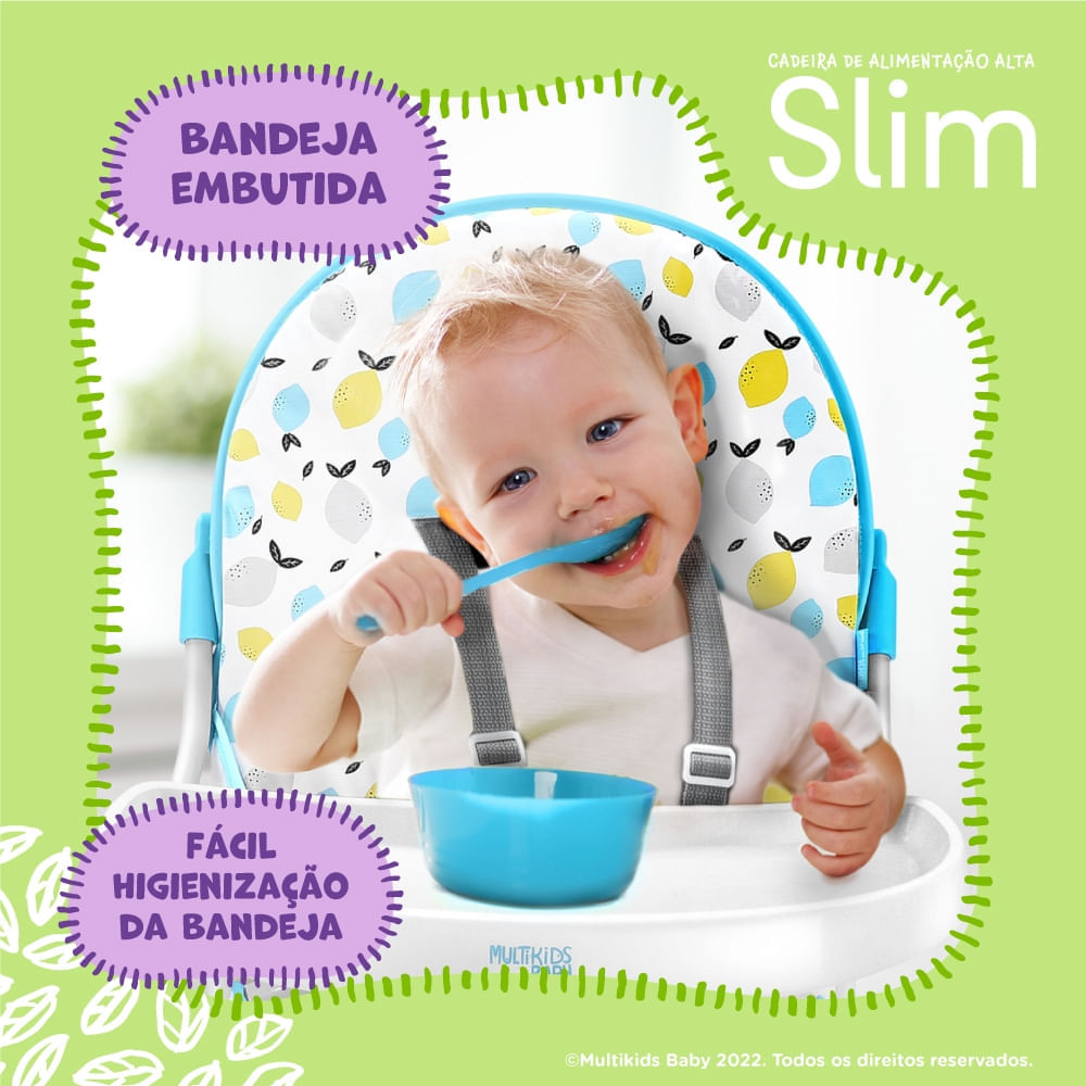 Cadeira De Alimentação Multikids Baby Alta Slim 6m-15Kg Cinza