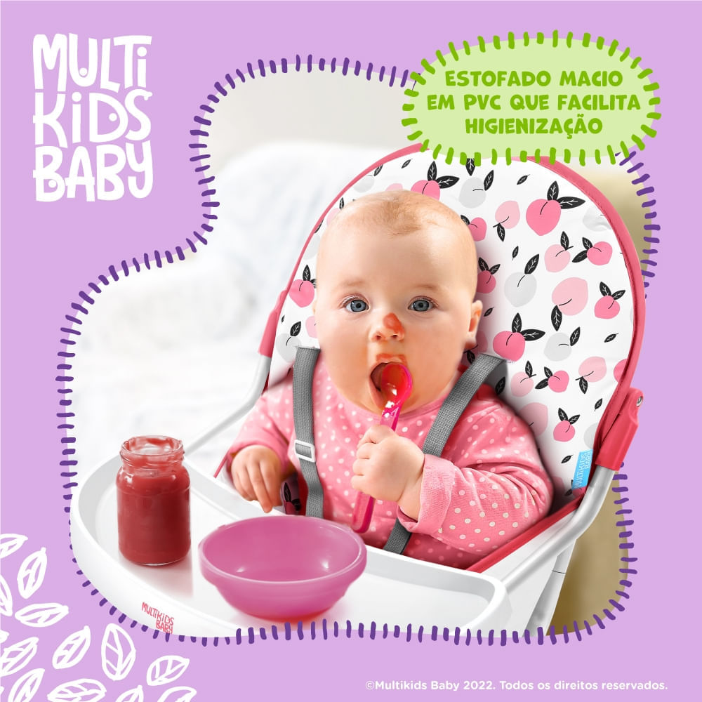 Cadeira De Alimentação Multikids Baby Alta Slim 6m-15Kg Cinza
