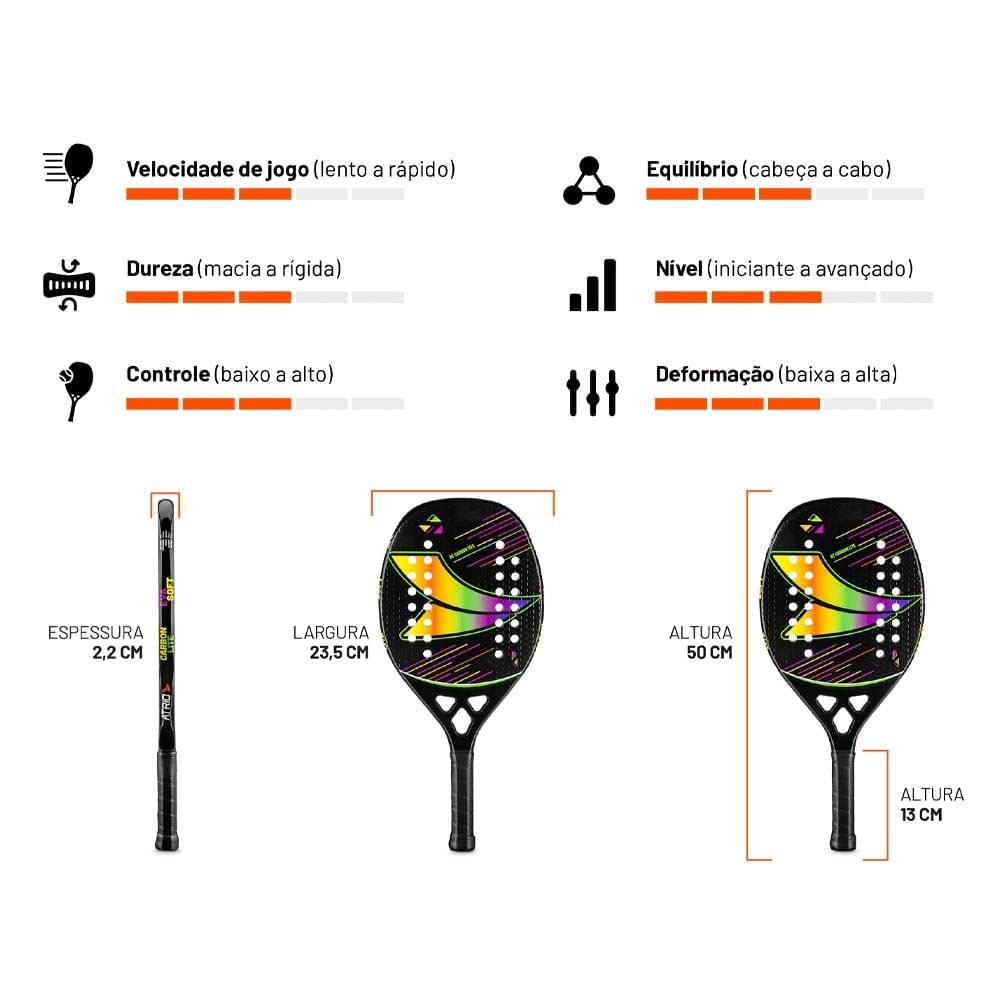 Raquete de Beach Tennis Carbon Lite Atrio