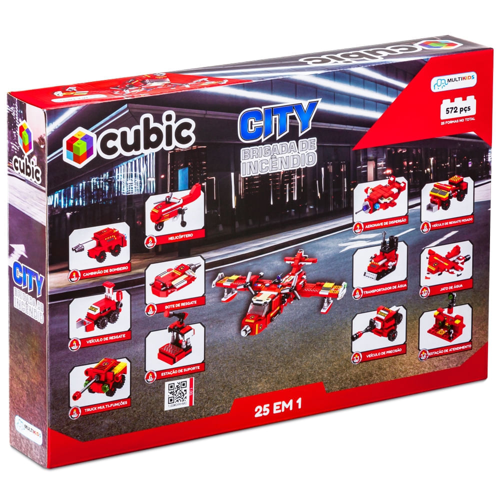Blocos de Montar Cubic 25 em 1 Brigada de Incêndio 572 Peças Multikids