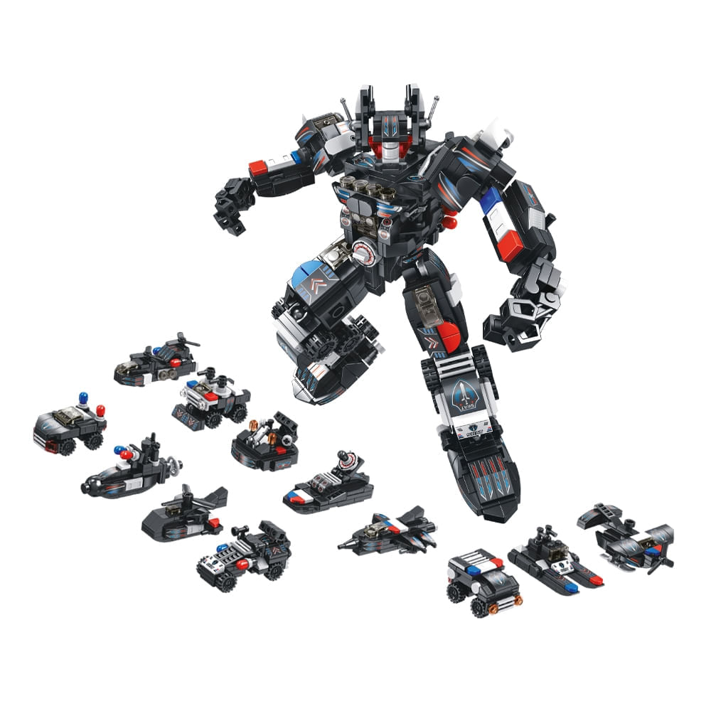 Blocos De Montar Cubic 25 Em 1 Polícia Swat Robot 600pcs Multikids
