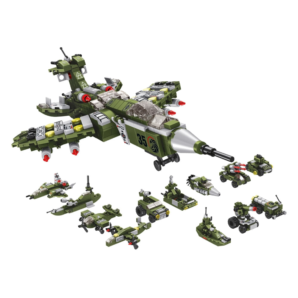 Blocos de Montar Cubic 25 em 1 Avião de Combate 576 Peças Multikids - BR1620