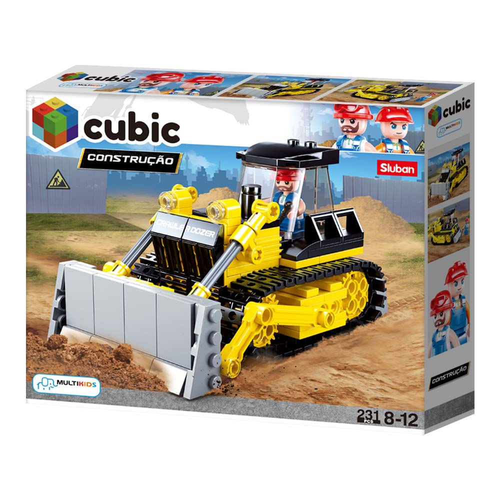 Blocos de Montar Cubic Construção Escavadeira 231 Peças Multikids