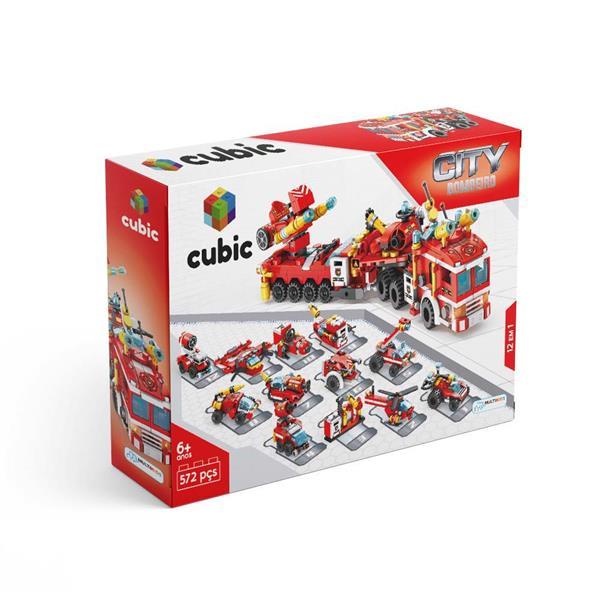 Blocos De Montar Cubic City Modelo Bombeiro 572 Peças Multikids