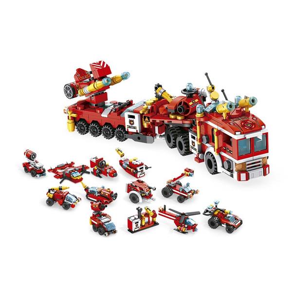 Blocos De Montar Cubic City Modelo Bombeiro 572 Peças Multikids