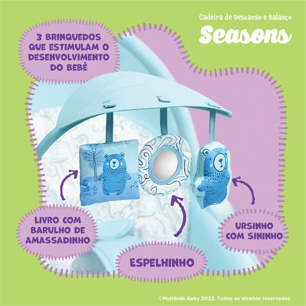 Cadeira De Descanso Seasons 0-18kgs Multikids Baby Azul