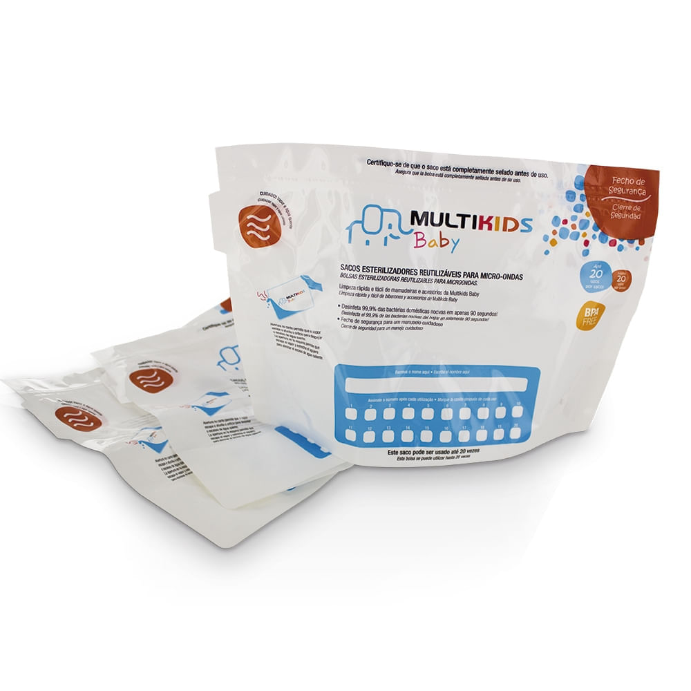 Saquinhos para Esterilizar no Microondas 6 peças Multikids Baby BB157