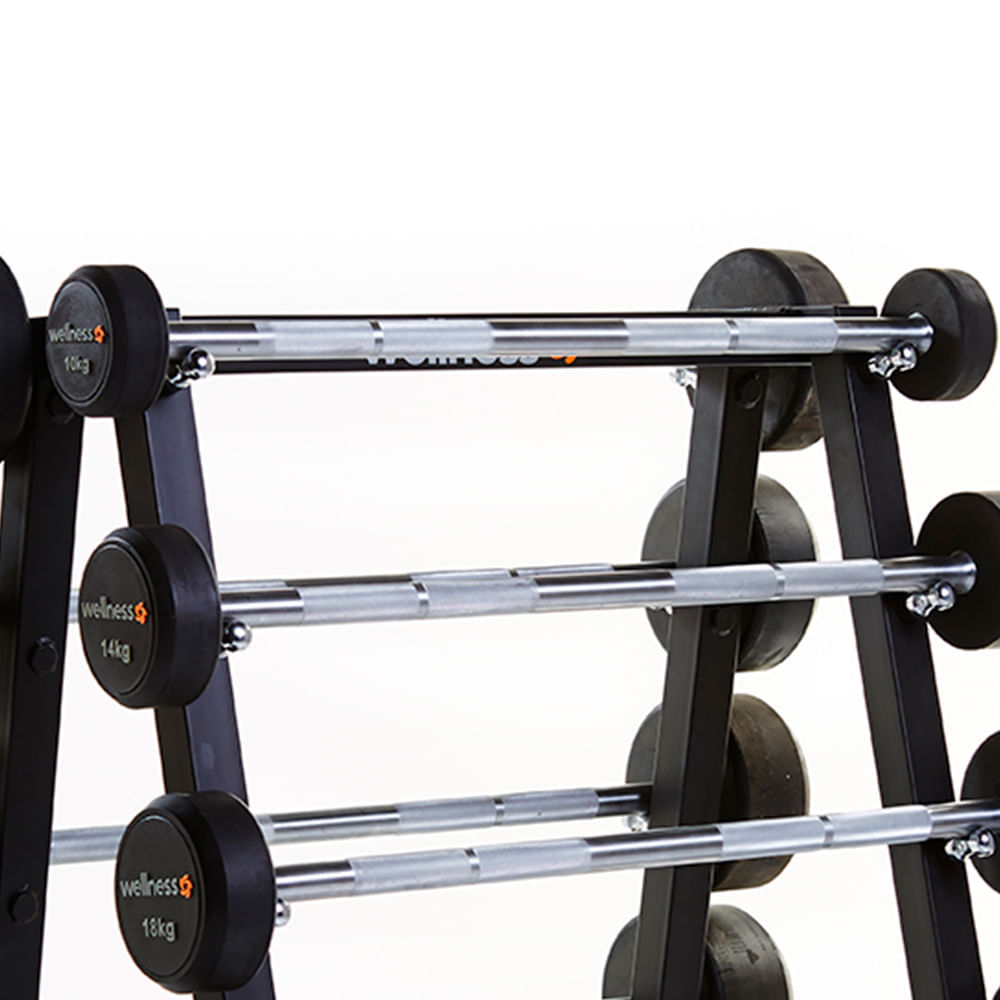 Kit 10 Barras Emborrachadas Deluxe 10 a 46Kg Wellness - WK031