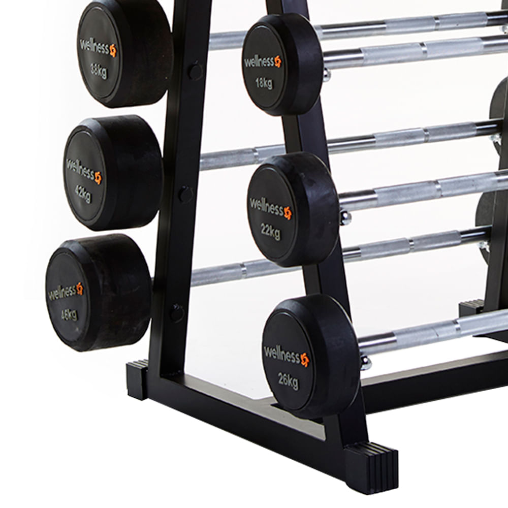 Kit 10 Barras Emborrachadas Deluxe 10 a 46Kg Wellness - WK031