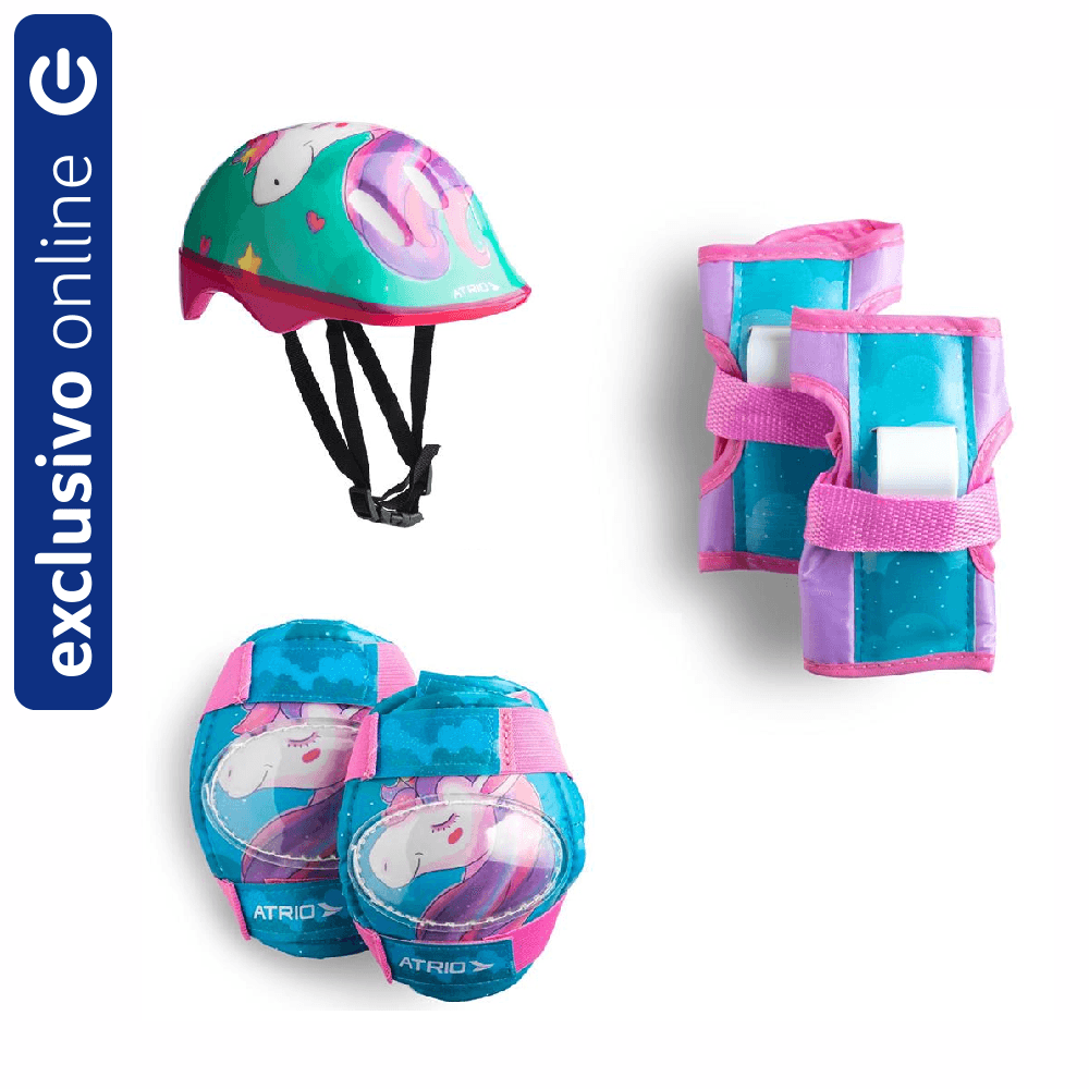 Kit De Proteção Infantil Com Capacete Cotoveleiras Joelheiras Atrio - Es199