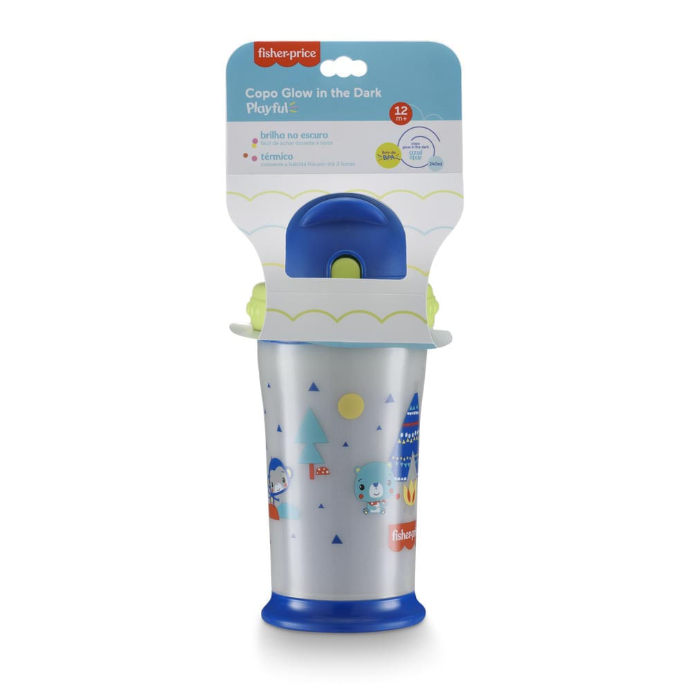 Copo Playful Glow in The Dark Azul Star 240ml Fisher Price