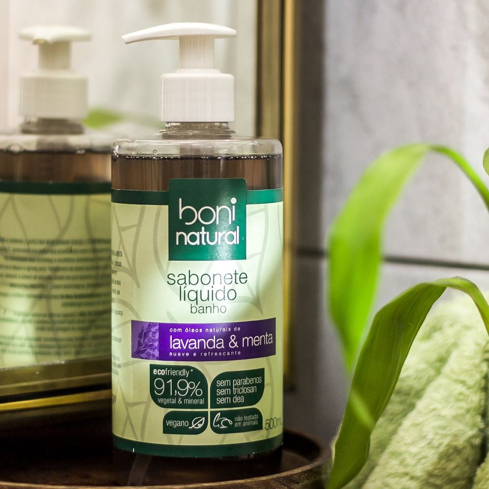 Sabonete Líquido Para Banho Boni Natural Lavanda E Menta 500Ml