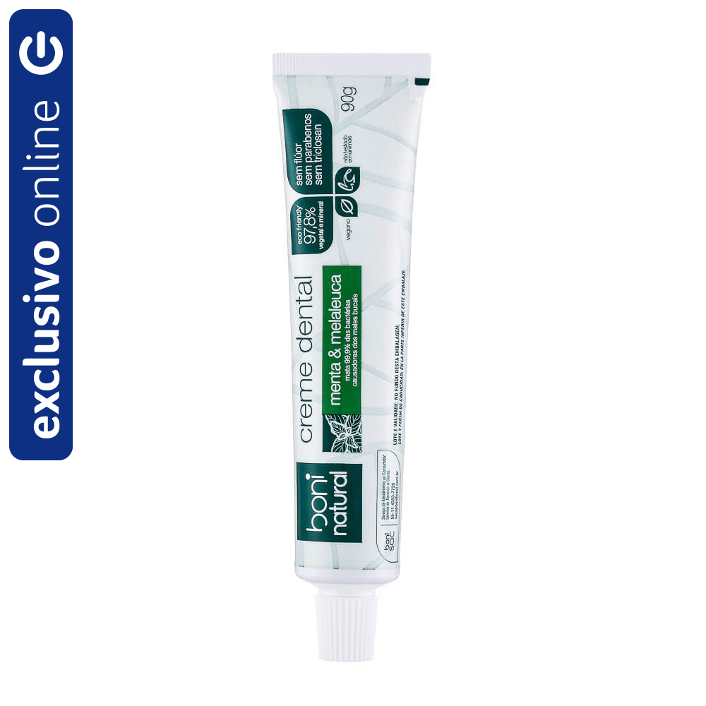 Creme Dental Boni Natural Vegano e Natural Menta e Melaleuca 90G