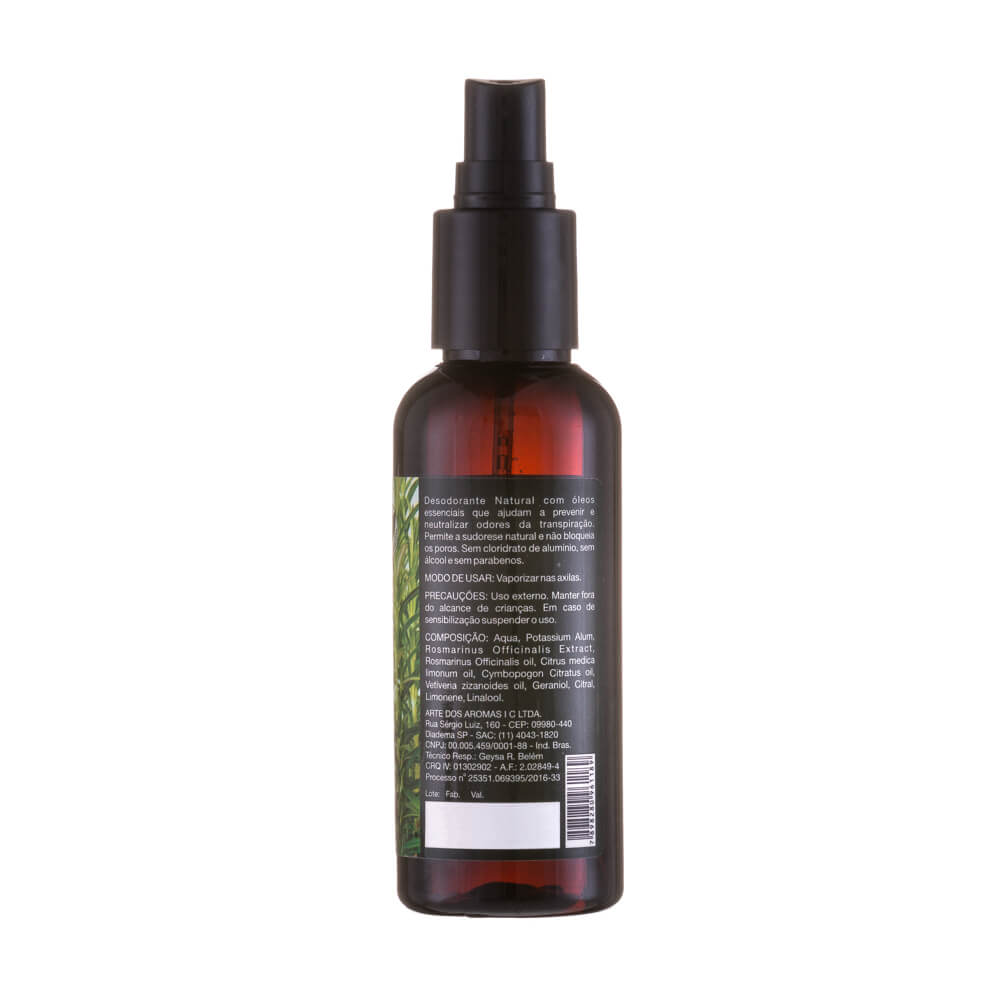 Desodorante Spray Arte dos Aromas Alecrim E Capim-limão 120Ml